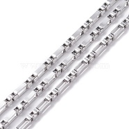 304 Stainless Steel Box Chains, Unwelded, with Spool, Stainless Steel Color, 6.5x3x2mm, about 32.81 Feet(10m)/Roll(STAS-M295-08P-B)