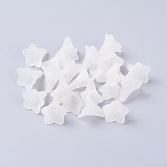 Flower Acrylic Beads, Frosted, White, about 21mm long, 23mm wide, hole: 1.5mm, about 350pcs/500g(PL631-1)