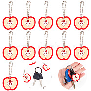 30Pcs PVC Anti-Lost Key Sleeve Pendant Decorations, with Iron Ball Chains, Key Identifier Caps, Apple, 63mm, Pendant: 27x31x6mm(HJEW-GO0001-06)