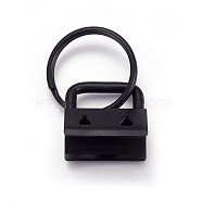 Electrophoresis Iron Split Key Rings, Keychain Clasp Findings, with Ribbon Ends, Black, End: 20~21x20~21x13~14mm, Ring: 24x2.5mm(X-IFIN-WH0044-02A)