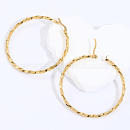 Stainless Steel Hoop Earrings for Women, Twist Ring, Golden, No Size(VH1071)