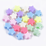 Opaque Acrylic Beads, Star, Mixed Color, 9.5~10x10.5x5mm, Hole: 3.5mm, about 2100pcs/500g(MACR-S296-62)