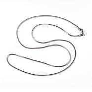 304 Stainless Steel Square Snake Chains Necklaces, with Lobster Clasps, Stainless Steel Color, 29.33 inch(74.5cm)(NJEW-K049-06P)