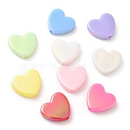 UV Plating Opaque Acrylic Beads, Iridescent, Heart, Mixed Color, 18.5x20.5x5.5mm, Hole: 2.5mm(SACR-L005-07)