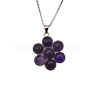 Natural Amethyst Flower Pendant Necklace(FO7861-5)