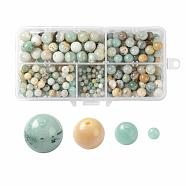 340Pcs 4 Sizes Natural Flower Amazonite Beads, Round, 4mm/6mm/8mm/10mm, Hole: 1mm(G-LS0001-22)