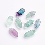 Natural Fluorite Beads, Double Terminated Pointed, Bullet, No Hole, 18~20x8mm(G-P287-A04)