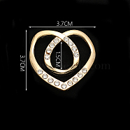 Alloy Buckles, with Crystal Rhinestone, for Strap Belt, Heart, Golden, 34.5x36.5x6mm, Hole: 16x12.5mm(HEAR-PW0002-119B-G)