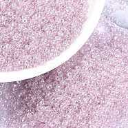 MIYUKI Round Rocailles Beads, Japanese Seed Beads, (RR3503) Transparent Pale Orchid Luster, 15/0, 1.5mm, Hole: 0.7mm, about 5555pcs/bottle, 10g/bottle(SEED-JP0010-RR3503)