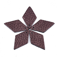Eco-Friendly Cowhide Pendants, Rhombus, Coconut Brown, 29x16x1mm, Hole: 1.5mm(X-FIND-T045-13A)