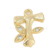 Brass Crystal Rhinestone Letter Links Connector Charms, Real 18K Gold Plated, Letter T, 13.5x10x4mm, Hole: 1.2mm and 1.5mm(KK-S395-06G-T)