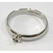 Adjustable Brass Ring mountings and Settings, Adjustable, Platinum Plated, Inner Diameter: 17~18mm(X-E141)