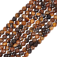 2 Strands Natural Yellow Tiger Eye Beads Strands, Round, Faceted, 3mm, Hole: 0.7mm, about 131pcs/strand, 15.35inch(39cm)(G-BBC0001-29)