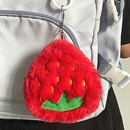 Creative Plush Fruit Coin Purse, Plush Pouches, Wallets for Children, with Ball Chain, Strawberry, 9x9cm(PW-WGE63EE-05)