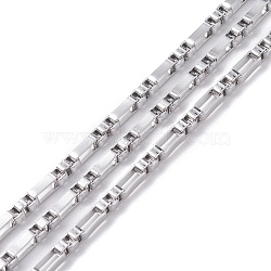 304 Stainless Steel Box Chains, Unwelded, with Spool, Stainless Steel Color, 6.5x3x2mm, about 32.81 Feet(10m)/Roll(STAS-M295-08P-B)