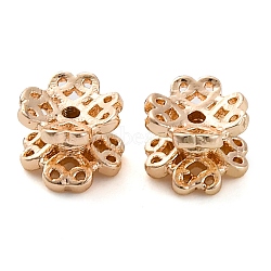 Brass Bead Caps, Long-Lasting Plated, Flower, Light Gold, 6x4.5mm, Hole: 0.9mm(KK-Z089-04KCG)