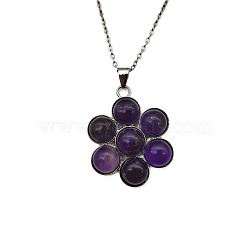 Natural Amethyst Flower Pendant Necklace(FO7861-5)