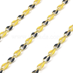 Brass Curb Chains, with Enamel, Soldered, with Spool, Real 18K Gold Plated, Long-Lasting Plated, Yellow, 8.5x4.5x2mm, 10m/roll(CHC-C007-04G-04)