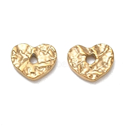 304 Stainless Steel Pendants, Hammered Heart Charms, Ion Plating(IP), Real 18K Gold Plated, 12x14x2.5mm, Hole: 2.5mm(SA-CBAF1D5-13G)
