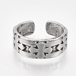 Alloy Cuff Finger Rings, Wide Band Rings, Cross, Antique Silver, US Size 6(16.5mm)(RJEW-T008-25)