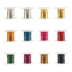 Round Copper Jewelry Wire, Mixed Color, 28 Gauge, 0.3mm, about 9 Feet(3 yards)/roll, 12 rolls/box(CWIR-R002-0.3mm)