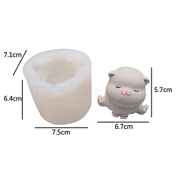 3D Cartoon Cat DIY Food Grade Silicone Molds, Fondant Molds, Resin Casting Molds, for Chocolate, Candy, UV Resin & Epoxy Resin Craft Making, White, 71x75x64mm, Inner Diameter: 67x57mm(PW-WG69102-02)