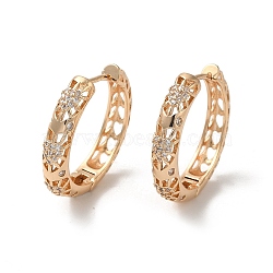 Brass Micro Pave Cubic Zirconia Hoop Earrings, Hollow Heart, Light Gold, 27x27.5x5mm(EJEW-M238-51KCG)