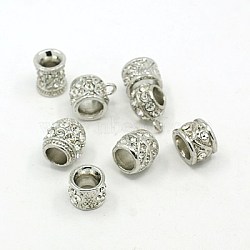 Alloy Rhinestone Beads, Column, Mixed Style, Platinum, 10~18x10~18x4~13mm, Hole: 3~12mm(PALLOY-E274-M01)