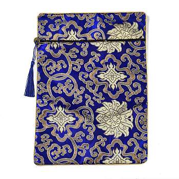 Silk Pouches, with Zipper, Blue, 33.7~33.8x23.9~24.2cm