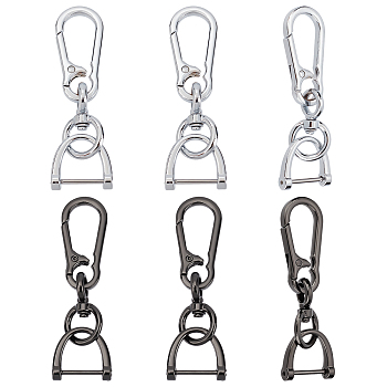 CHGCRAFT 6Pcs 2 Colors Alloy Keychain Clasps, DIY Keychain Making Supplies, Gunmetal & Platinum, 90mm, 3pcs/color