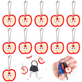 30Pcs PVC Anti-Lost Key Sleeve Pendant Decorations, with Iron Ball Chains, Key Identifier Caps, Apple, 63mm, Pendant: 27x31x6mm