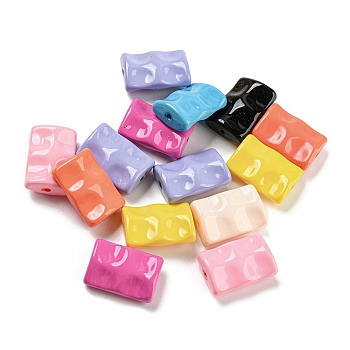 Baking Painted ABS Plastic Beads, Rectangle, Mixed Color, 22x15x8mm, Hole: 1.8mm