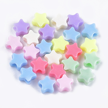 Opaque Acrylic Beads, Star, Mixed Color, 9.5~10x10.5x5mm, Hole: 3.5mm, about 2100pcs/500g