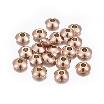 Ion Plating(IP) 202 Stainless Steel Beads, Rondelle, Rose Gold, 6x3mm, Hole: 2mm