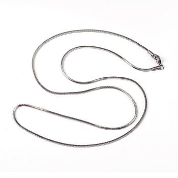 304 Stainless Steel Square Snake Chains Necklaces, with Lobster Clasps, Stainless Steel Color, 29.33 inch(74.5cm)