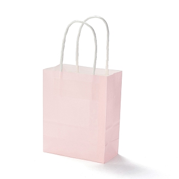 Rectangle Paper Bags, with Handles, for Gift Bags and Shopping Bags, Misty Rose, 15x12x5.9cm, Fold: 15x12x0.2cm