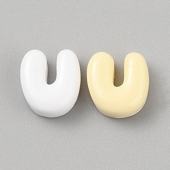 Opaque Resin Beads, Letter, Letter U, 10.5~14x8~13x5~6mm, Hole: 1.2~1.4mm