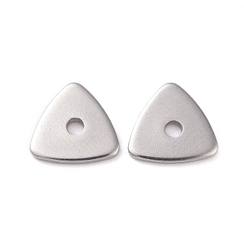 304 Stainless Steel Beads, Triangle, Stainless Steel Color, 8x8x1mm, Hole: 1.5mm