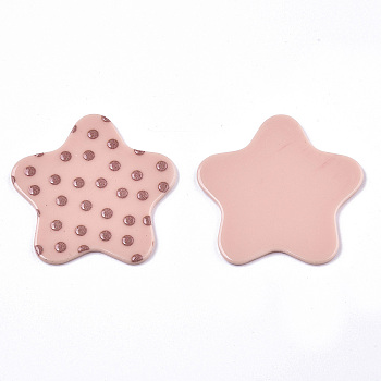 Opaque Printed Acrylic Cabochons, Star, Pink, 43x44x2~3mm