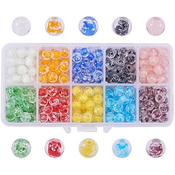Handmade Luminous Lampwork Beads, Round, Mixed Color, 8mm, Hole: 1mm, about 28~35pcs/compartment, 280~350pcs/box