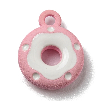 Alloy Enamel Charms, Donut Charm, Pink, 12.5x10x3mm, Hole: 1.5mm
