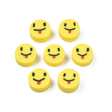 Yellow Flat Round Polymer Clay Beads