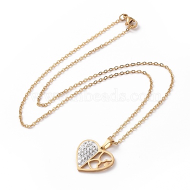 Crystal Rhinestone Heart Pendant Necklace with Vacuum Plating 304 Stainless Steel Chains for Women(NJEW-E014-21G)-3