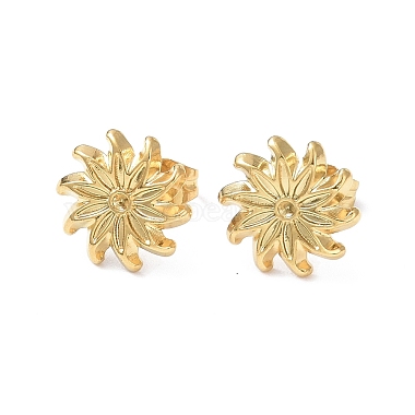 Real 18K Gold Plated Flower 304 Stainless Steel Earring Settings