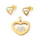 Double Heart Stud Earrings with 316 Stainless Steel Pins and Crystal Rhinestone Pendant(SJEW-F218-02G)-1