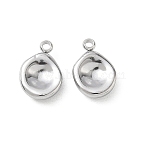 304 Stainless Steel Charms, Teardrop Charms, Stainless Steel Color, 14x9.5x3.5mm, Hole: 1.6mm(SA-CBA11D7-02P)