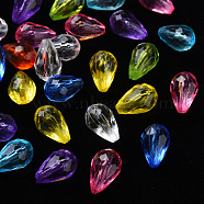 Transparent Acrylic Beads, Faceted, Teardrop, Mixed Color, 12x8mm, Hole: 1.5mm, about 1338pcs/500g(MACR-S373-59B)