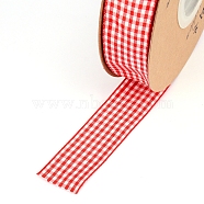 Polyester Ribbon, Tartan Ribbon, for Gift Wrapping, Floral Bows Crafts Decoration, Red, 1 inch(25mm), about 25yards/roll(22.86m/roll)(SRIB-TAC0002-01A)