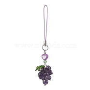 Grape Natural Amethyst Pendant Decorations, Polyester Cord Hanging Ornaments, 90mm(HJEW-JM02161)