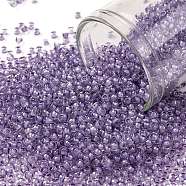 TOHO Round Seed Beads, Japanese Seed Beads, (935) Inside Color Crystal/Purple Lined, 11/0, 2.2mm, Hole: 0.8mm, about 1110pcs/10g(X-SEED-TR11-0935)